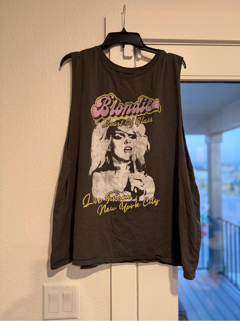 Recycled Karma Black Blondie 'Heart of Glass' Graphic Muscle Tee